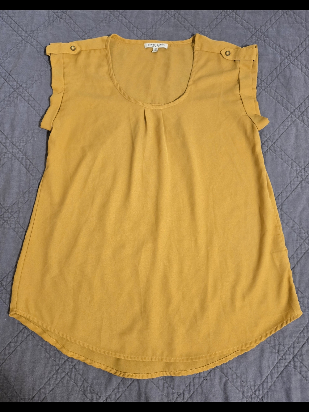 Jones New York Mustard Yellow Scoop Neck Blouse